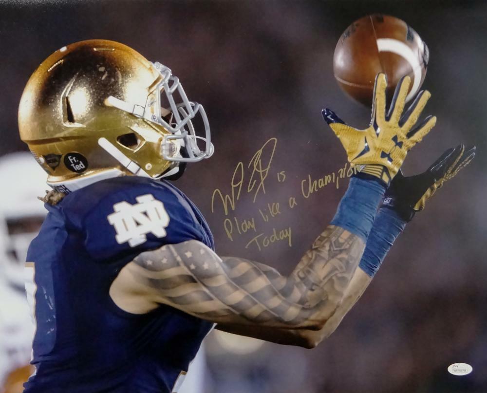 Will Fuller Signed 16x20 Catch Photo Poster painting w/#15 2 Lines Play Like A Champ Today-JSA W