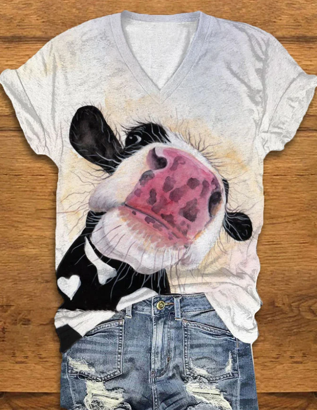 Women's Funny Cow Print T-shirt