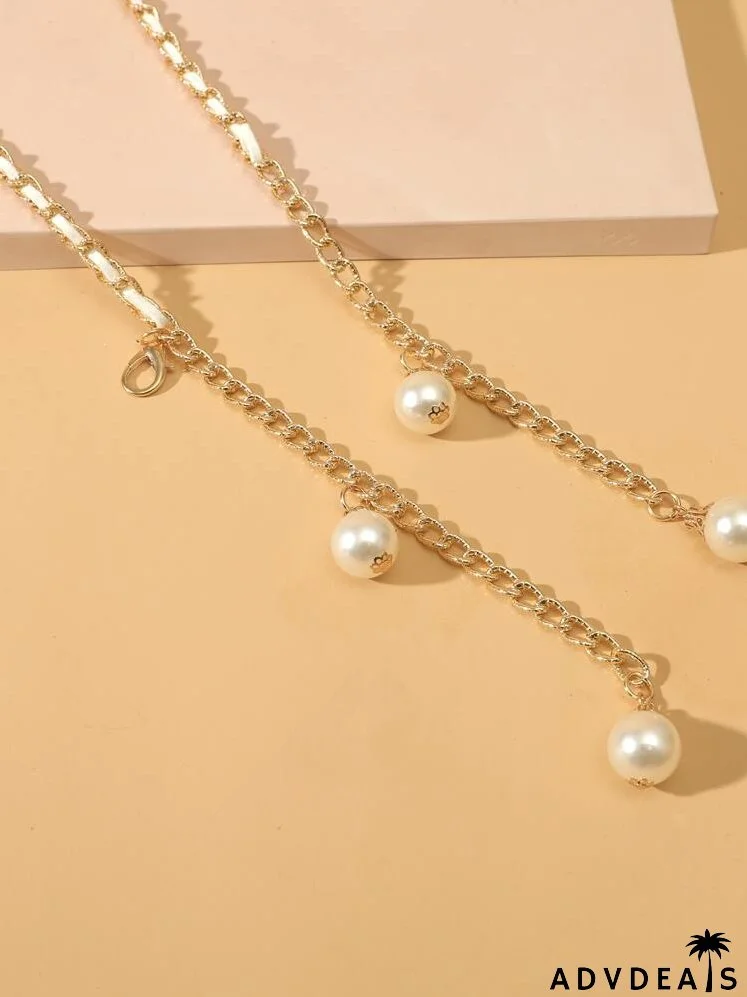 Faux Pearl Decor Chain Belt