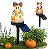 Resin Lighted Vintage Patchwork Ghost with Floral Bow and Pumpkin Lights LED Lighted Patchwork Ghost Decor Halloween Patchworks Ghosts Lamp for Mantel Shelf Entryway Porch