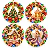 4PCS DIY Christmas Pearl Diamond Painting Acrylic Ornaments with Lights, Pearl & Special Shaped Diamond Wreath Hanging Decorations,Christmas Tree Ornament Kit