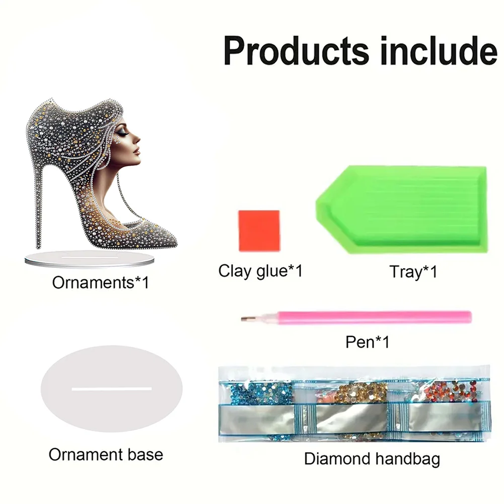 DIY Acrylic High Heels Girl Special Shape Diamond Painting Desktop Decors for Home