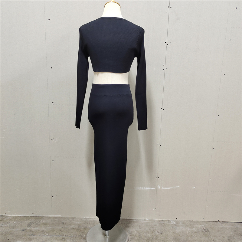 Ootddress Knitted Two Piece Dress Women Outfits Long Sleeve Crop Top and Midi Skirt High Split Out Dress Set Female Bodycon White 22 Ootddress Knitted Two Piece Dress Women Outfits Long Sleeve Crop Top and Midi Skirt High Split Out Dress Set Female Bodycon White