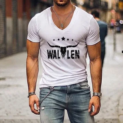 Broswear Western V-Neck Bundle Bull Skull Wallen Short Sleeve T-Shirt