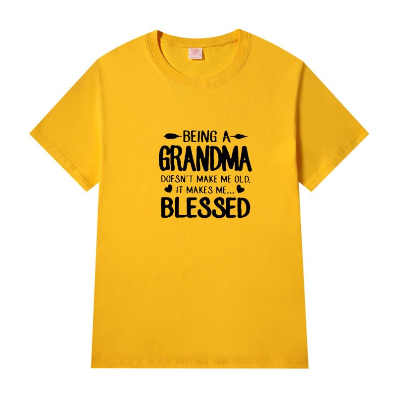 Short Sleeve Crew Neck Being A Grandma Letter Printed T-shirt