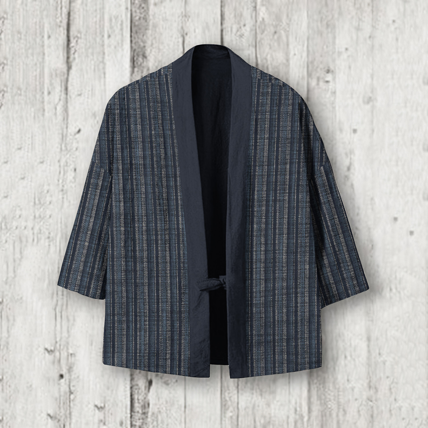 Japanese Striped Printed Linen Blend Kimono Cardigan wearshes