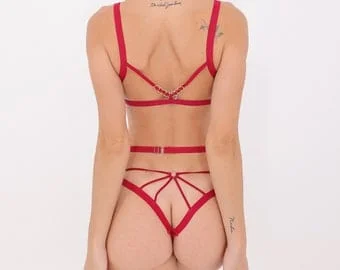 pornhint Pornhint Crotchless Lace Panty with Adjustable Straps, High Waisted Open Crotch Thong, Ouvert Sexy & Classy Women Lingerie Gift for Valentines Day