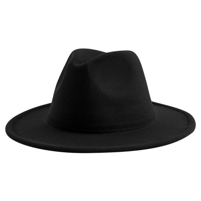 60 Color Solid Color Jazz Top Hat British Style Retro Woolen Hat Adult Embroidered Logo Felt Hat