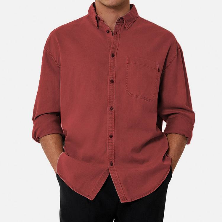 Men's Cotton Basic Cotton Long Sleeve Shirt