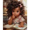 >SALE<Full Embroidery Eco-cotton Thread 11CT Print Curly Hair Girl Cross Stitch40x50cm