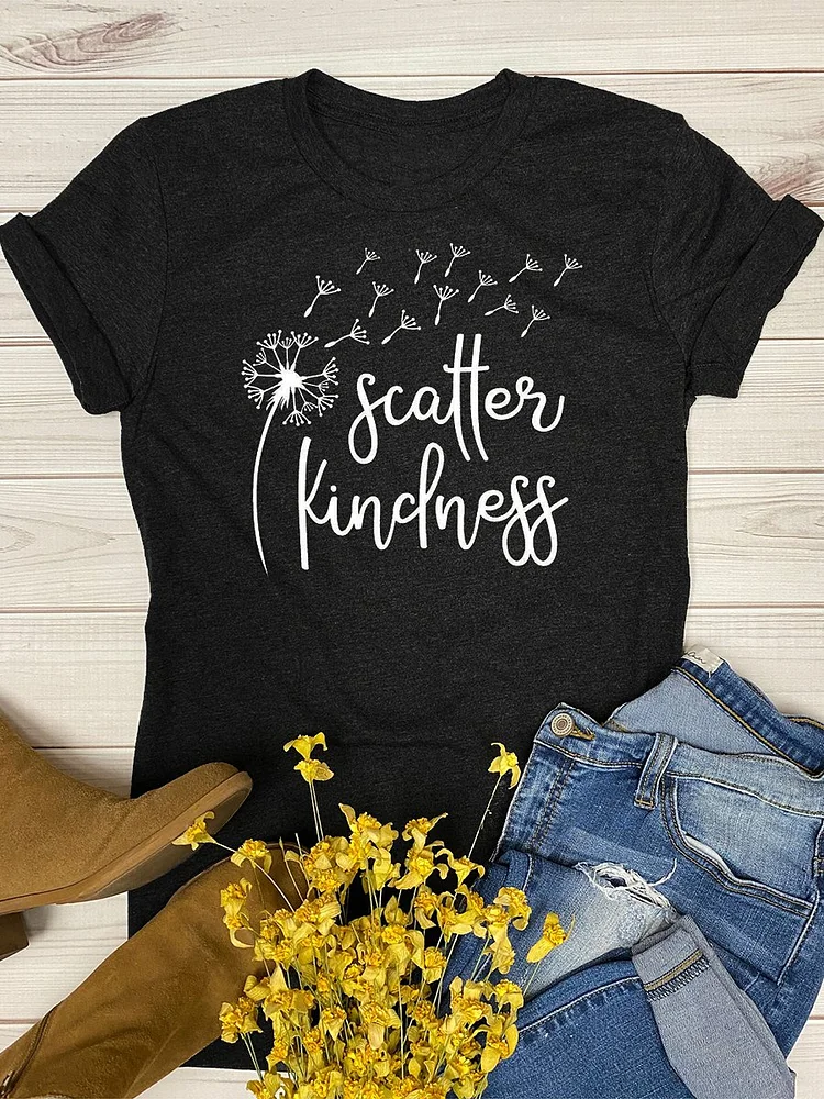 Bestdealfriday Scatter Kindness Dandelion Graphic Tee