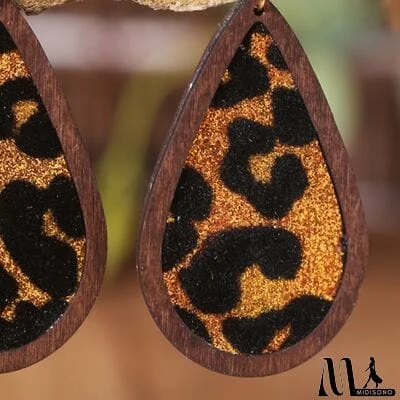 MidiSono - Sequin Wood Teardrop Earrings
