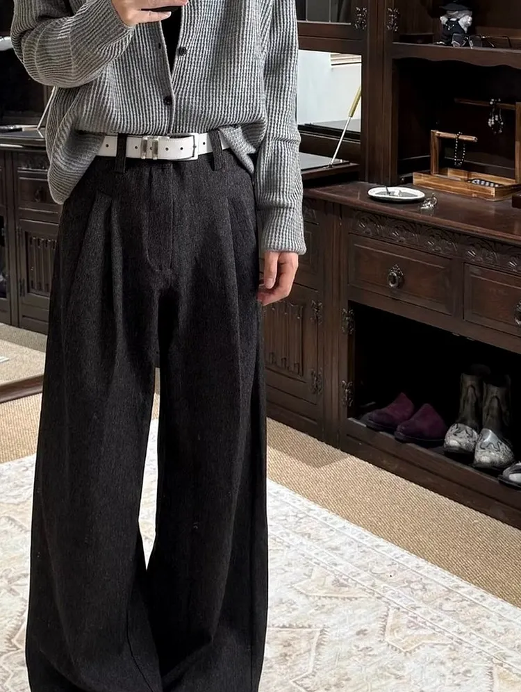 Men's Wide Leg Trousers Straight Cut A - Line Pleated Pants