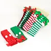 Women's Christmas Festival Bowknot Ball Striped Long Socks 