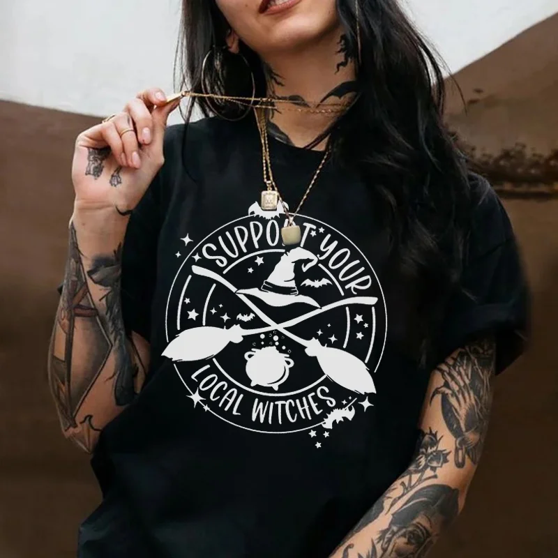 Support Your Local Witches Printed Women's T-shirt -  