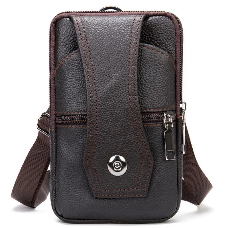 Leather Belt Bag Men's Sports Outdoor Crossbody Bag
