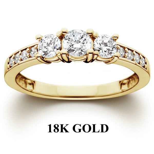 Fashion Simple Exquisite Diamond Ring 18 K Gold Womens Ring Princess Ring Romantic Bride Propose Eternal Ring Anniversary Christmas Gift for Girlfriend Mom Day Gift - Shop Trendy Women's Fashion | TeeYours