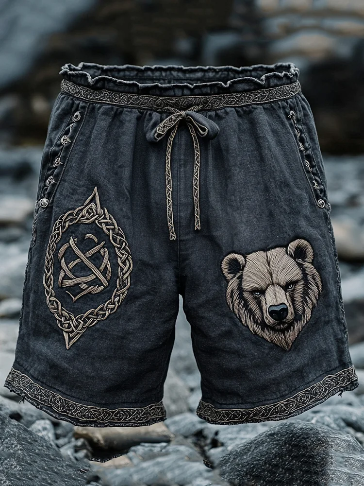 Men's Viking Nordic Bear Knot Runes Casual Shorts / Rvogue / Rvogue