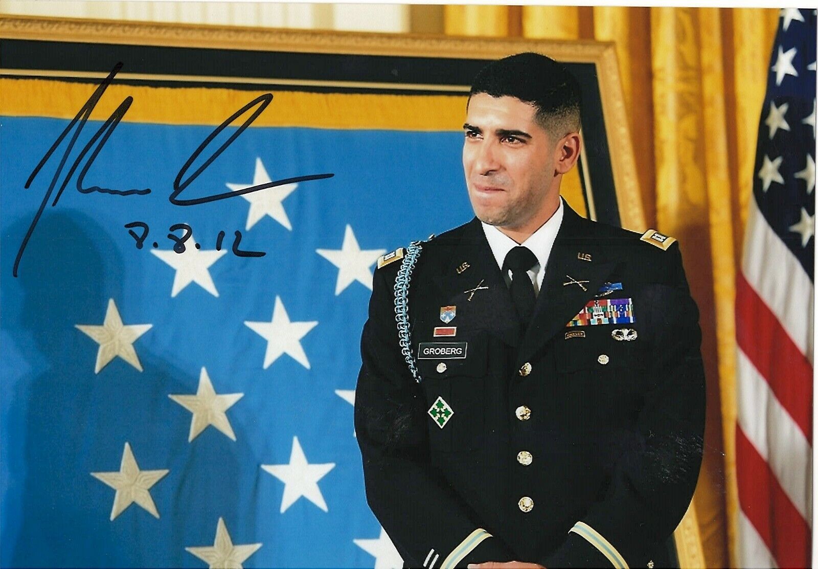 FLO GROBERG 4TH INFANTRY DIVISION MEDAL OF HONOR RECIPIENT RARE SIGNED Photo Poster painting