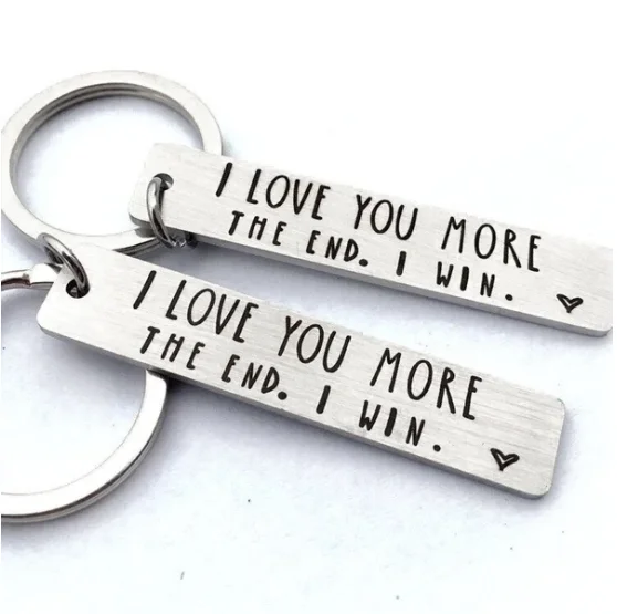 "I Love You More The End I Win"Funny Birthday Keychain-- A personalised gift for him/her