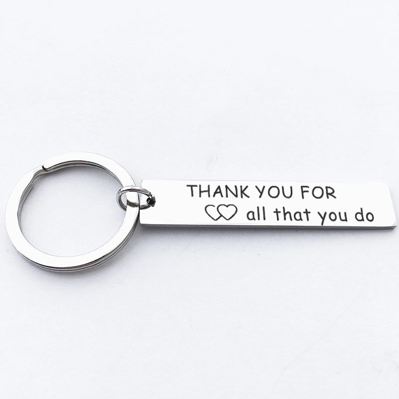 Thank You For All That You Do Lettering Stainless Steel Keychains Nurse’s Day Teacher’s Day Gift