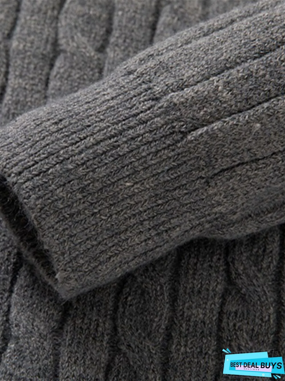 Men's Long-Sleeved Twist Half-Turtleneck Zip-Knit Sweater