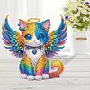 Engelsflügel-Katze aus Acryl (Kopf schütteln) – 5D-Bastelornament zum Selbermachen