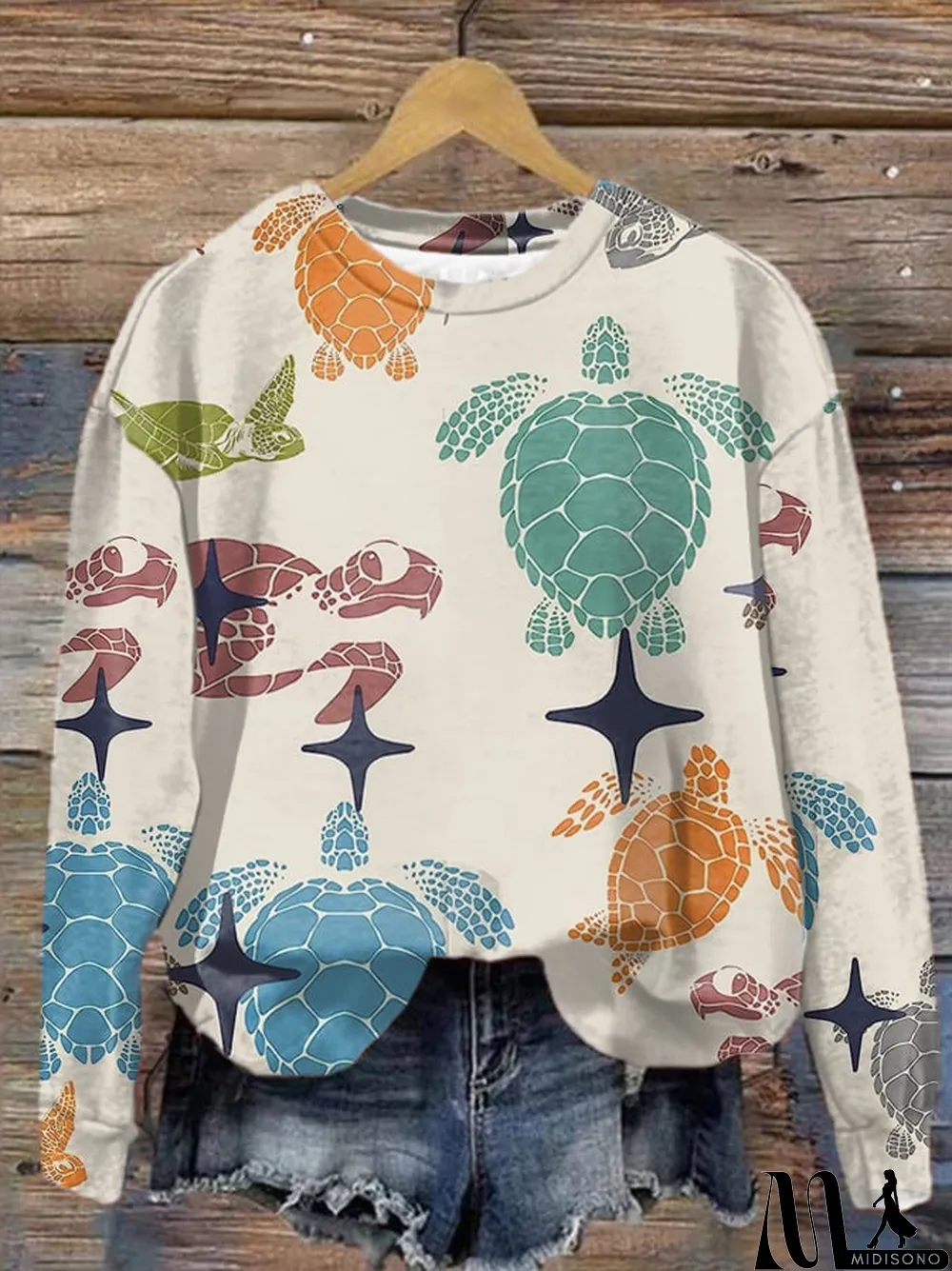 MidiSono - Women's Turtle Print Sweatshirt