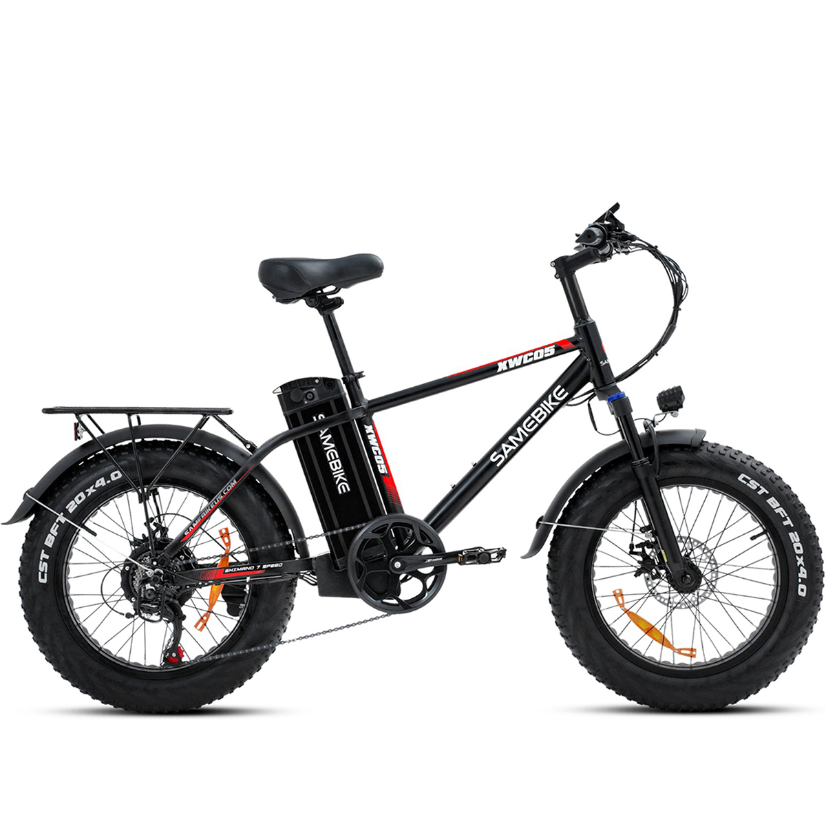 SAMEBIKE XWC05 Electric Mountain Bike 20*4.0 Inch Fat Tire 750W Brushless Geared Motor 35Km/h Max Speed 48V 13Ah Battery 80KM Range Shimano 7-Speed Double Disc Brake(Pre-sale)