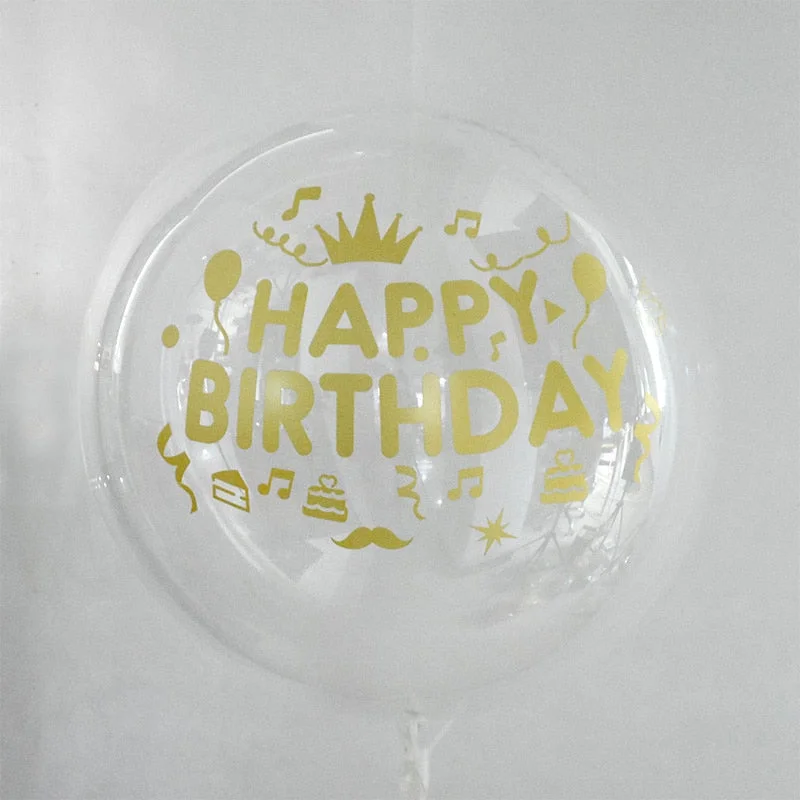 1Pc 20inch Transparent Balloon with Sticker Happy Birthday Balloons Helium Balloon Wedding Birthday Party Decoration Supplies