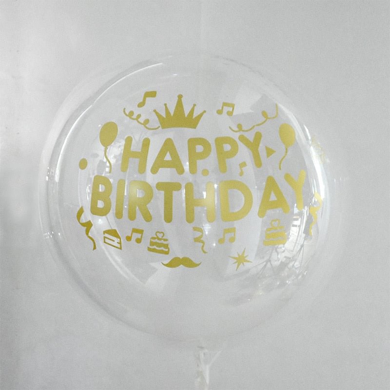 1Pc 20inch Transparent Balloon with Sticker Happy Birthday Balloons Helium Balloon Wedding Birthday Party Decoration Supplies