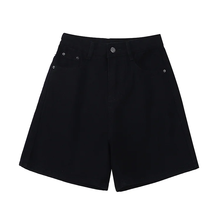 Dubeyi Jean Shorts High Waist Summer Wide Leg Pants Baggy Casual Streetwear Fashion Black Blue Classic Straight Denim Shorts