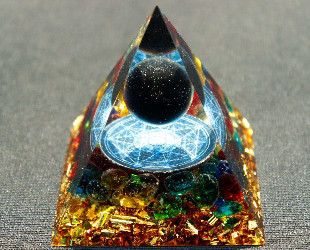 

Orgone Pyramid Chakra - Rainbow fluorite, 501 Original