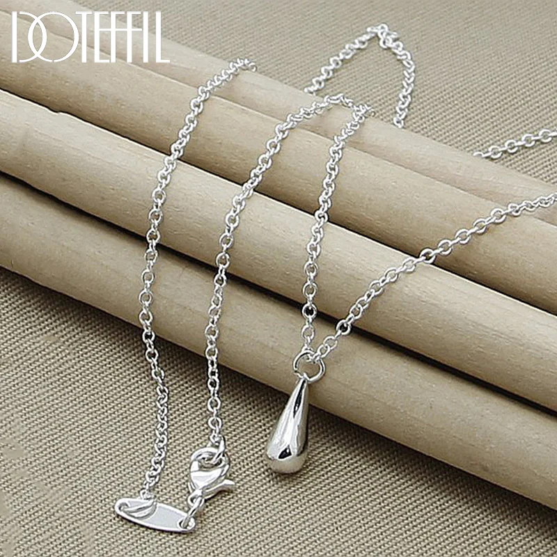 DOTEFFIL 925 Sterling Silver Water Droplets/Raindrops Pendant Necklace 18 Inch Chain For Women Jewelry
