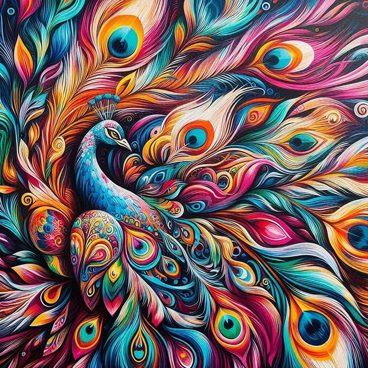 Full Round Diamond Painting - Colorful Peacock Illustration 30*30CM