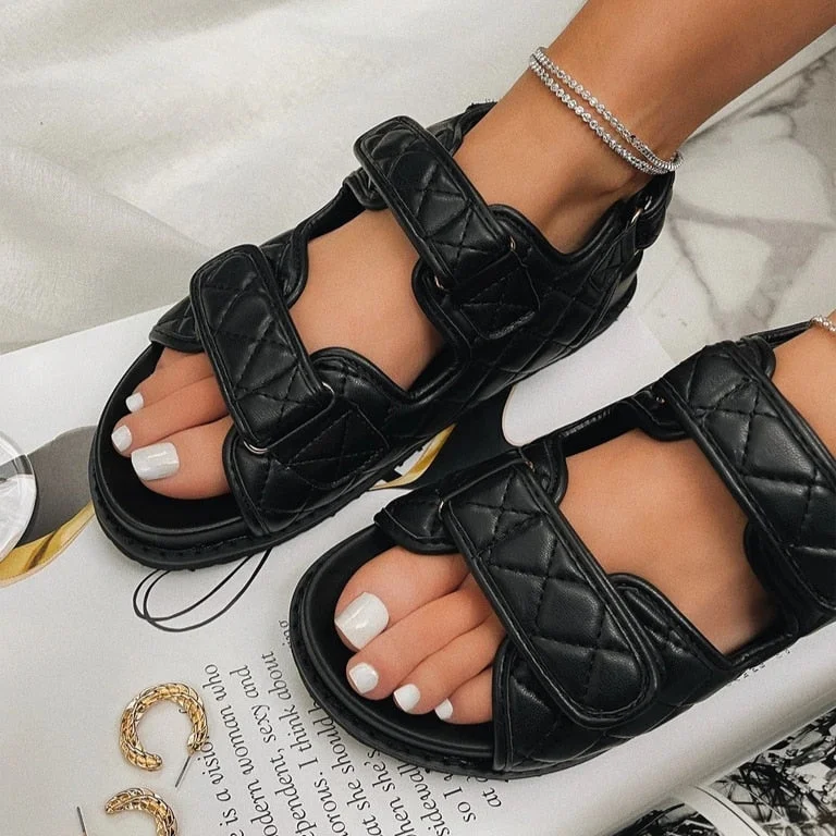 Luxury Trendy Women Sandals Wedge Mid Heel Handmade Sewing Pu Leather Platform Hook&Loop Summer Shoes Ladies Female fashion 2021