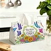 DIY Diamond Art Tissue Box Holder Flower Butterfly PU Leather Diamond Art Desktop Organizer Resin Rhinestone Storage Organizers Gem Art Home Office Decor Craft Gift