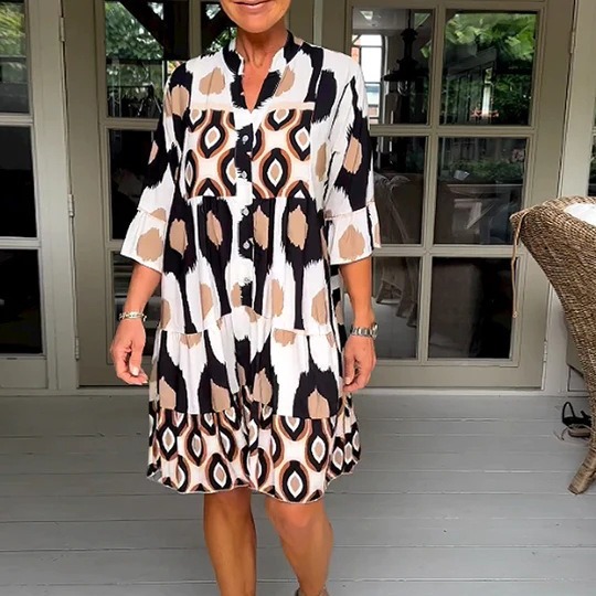 Older Women Boho Loose Short Skirt Dress