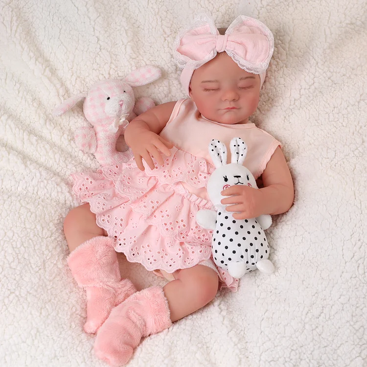 Babeside Chelsea 20'' Realistic Reborn Baby Doll Sleeping Girl Pastel Pink Lace Dress 