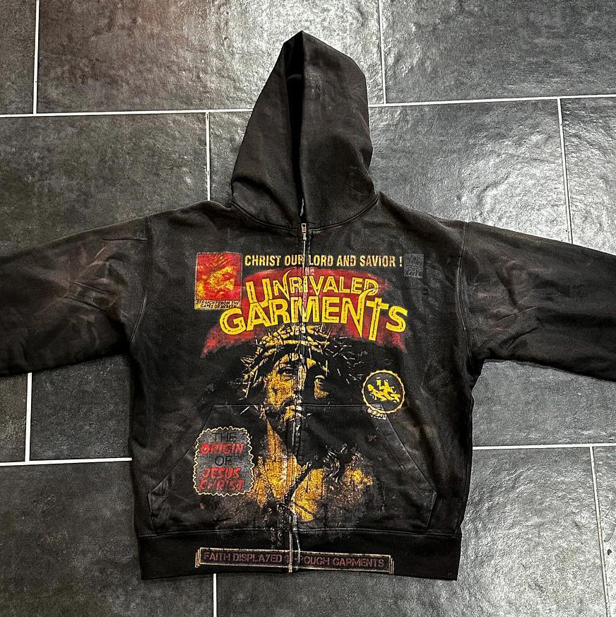 Jesus Letter Print Long Sleeve Zipper Hoodies