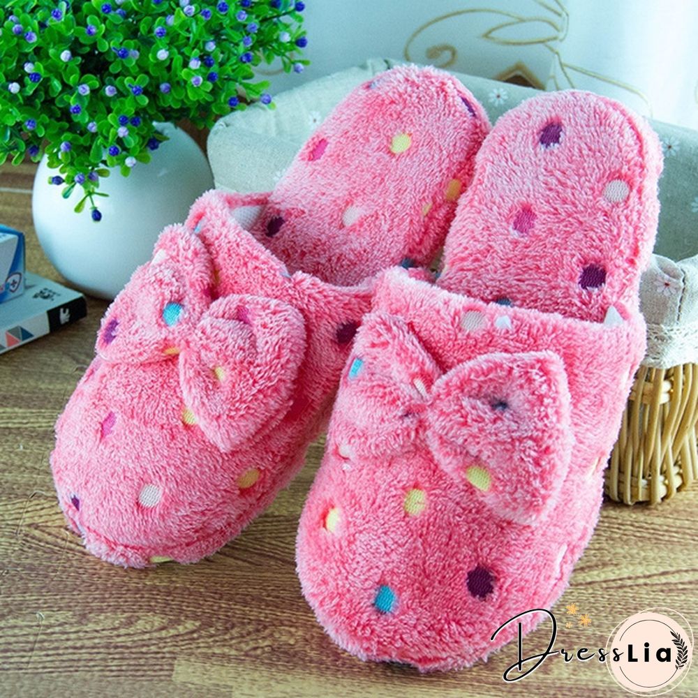 Women Cute Warm Soft Plush Slipper Ladies Home Non-Slip Slippers Indoor Shoes