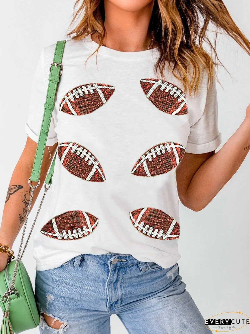 Cute Sequin Football Top