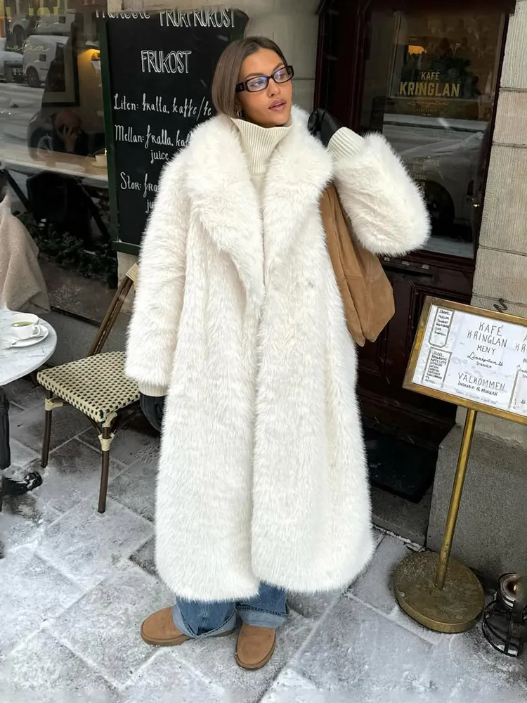 Winter Fur Feather Loose Overcoat Women&rsquo;s Fashion Pocket Solid Commute Streetwear Jacket Ladies Luxury Patchwork Coat 2025 