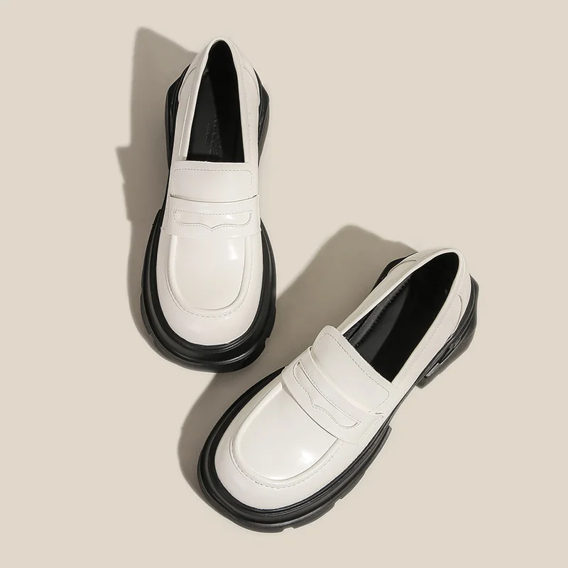 Athvotar Athvotar Loafers Women 2024 New Shallow Mouth With Skirt Fairy Small Leather Shoes British Style Student Single Shoe Women