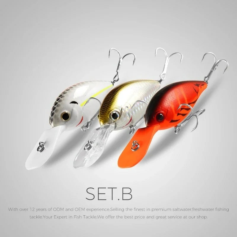 Xaperni 3pec per set 65mm 16g Crankbait Wobbler Trout Fishing Lure Freshwater Minnow Crank Artificial Hard Bait Fishing Tackle