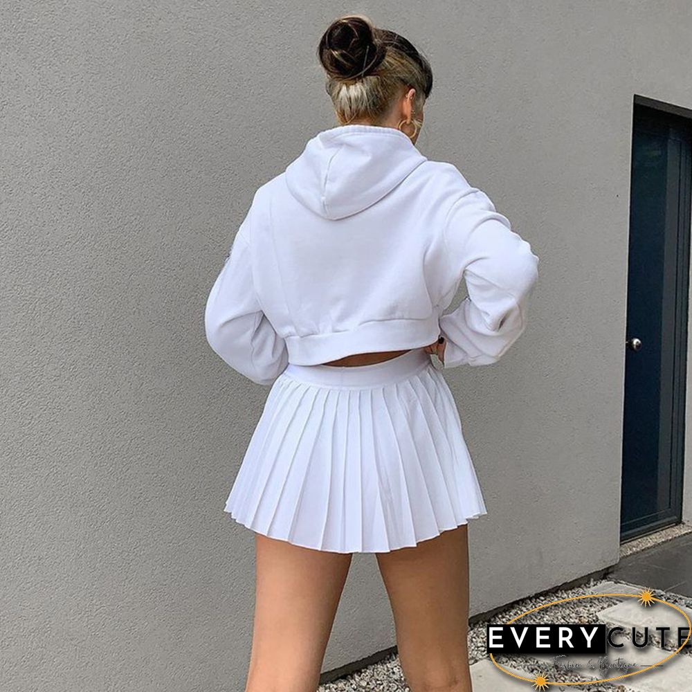 White Pleated Skirt Short Woman Elastic Waist Mini Skirts Sexy Micro Summer Embroidery