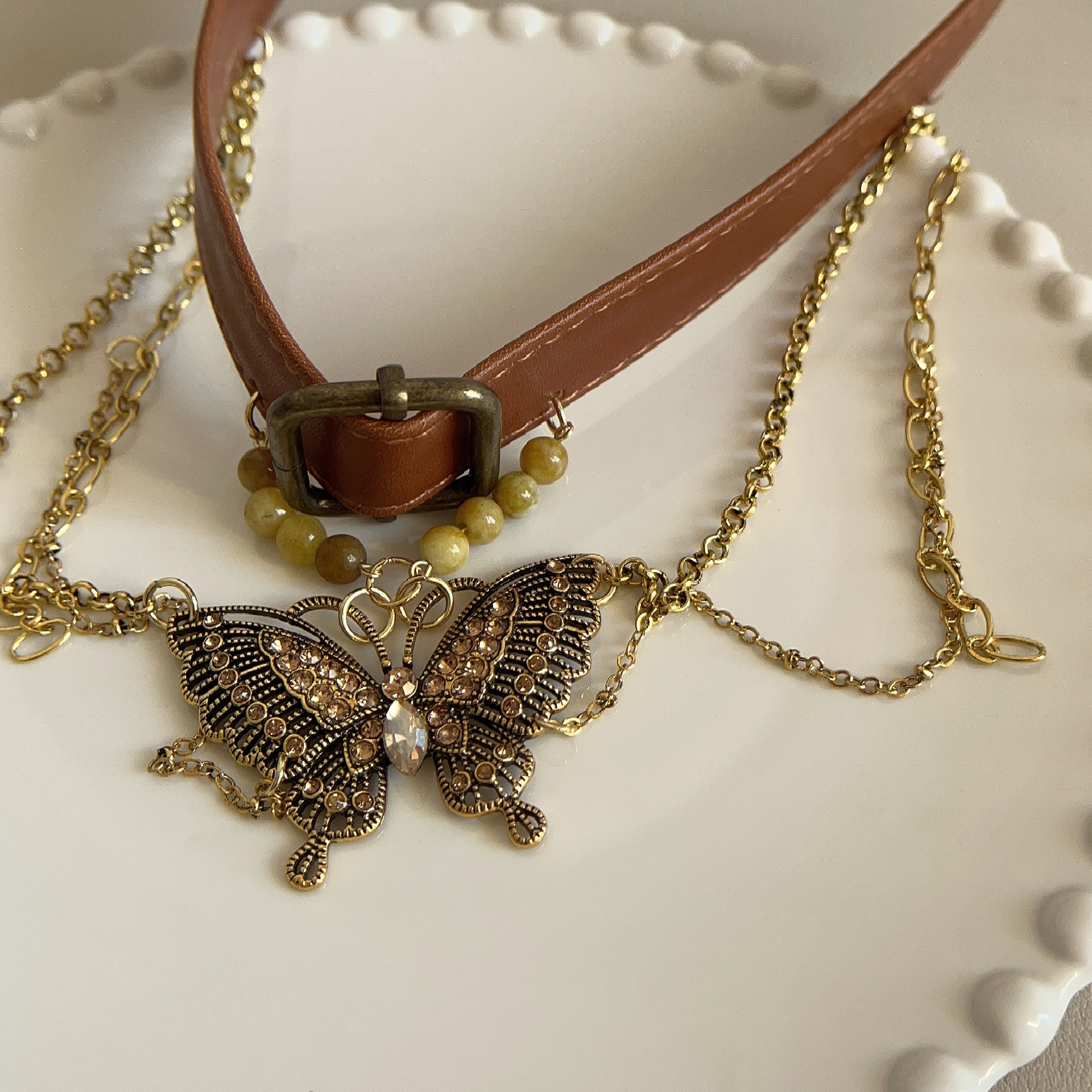 Rotimia Gold Butterfly Tassel Necklace