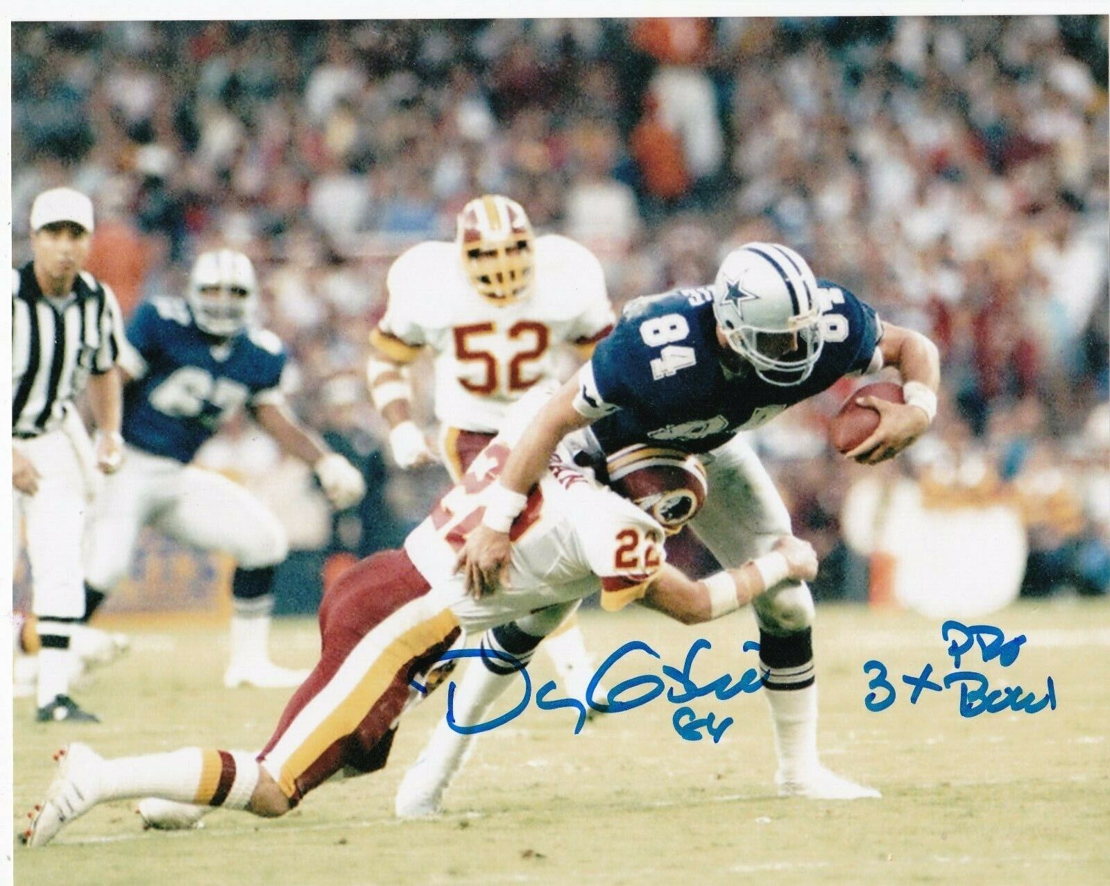 DOUG COSBIE DALLAS COWBOYS 3 X PRO BOWL ACTION SIGNED 8x10 Photo Poster painting