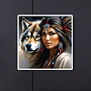(40*40cm)Indian Beauty Wolf - Full Round Drill Diamond Painting