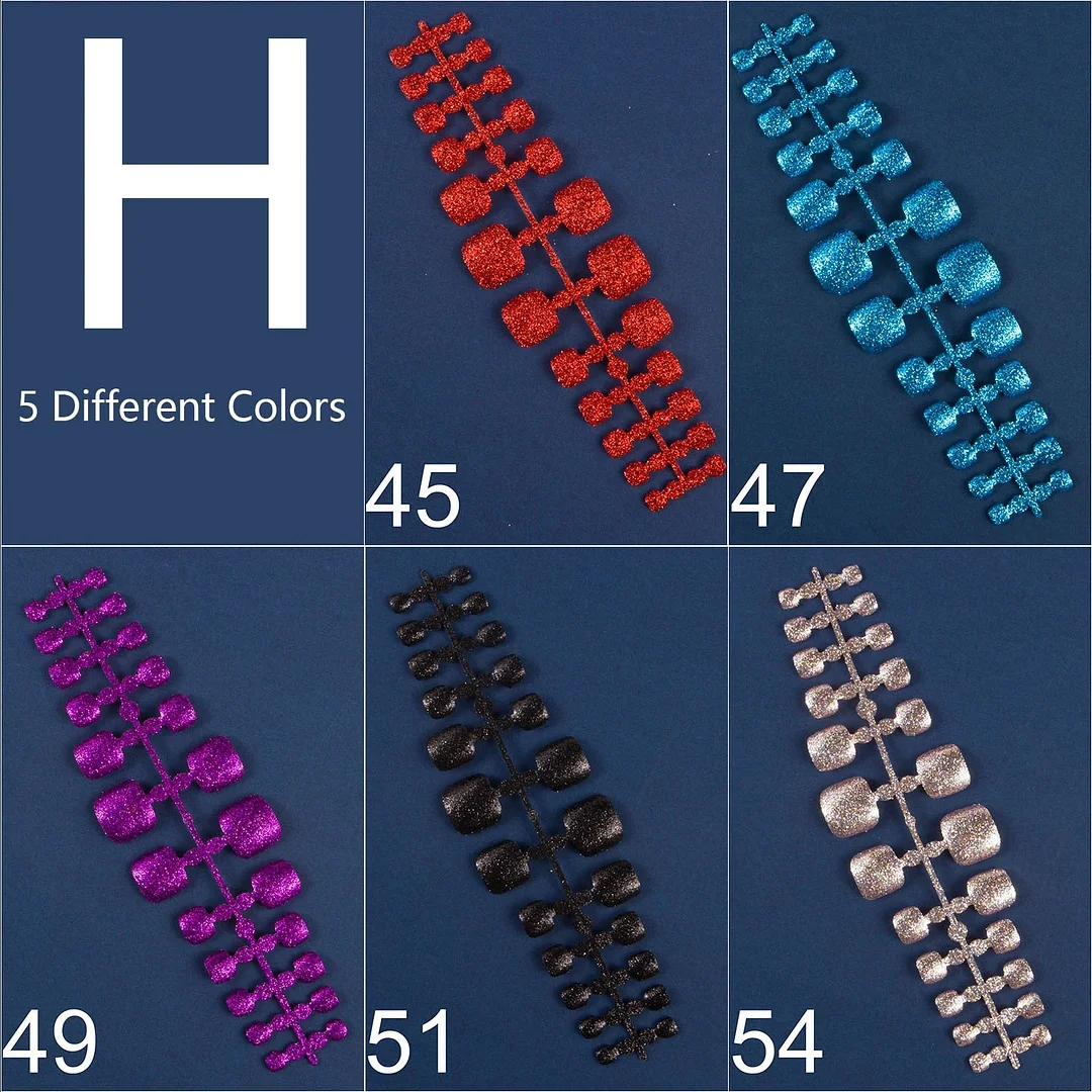 120pcs 5 Row/Pack Glitter False Toenail Tips Fake Toe Nail Art Tip Bling Press on Toe Nails Full Cover Nail For Toes-Nail Inspo